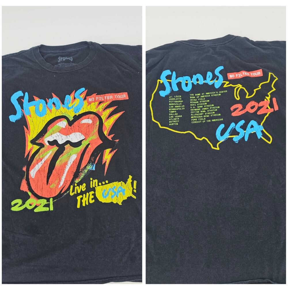 Rolling Stones No Filter Tour 2021 Live In The USA T Shirt  L Black 4060